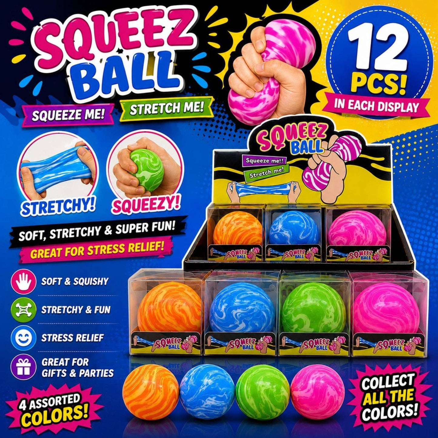 Squeez Marble Ball – Stretchy Stress Ball - Maltose