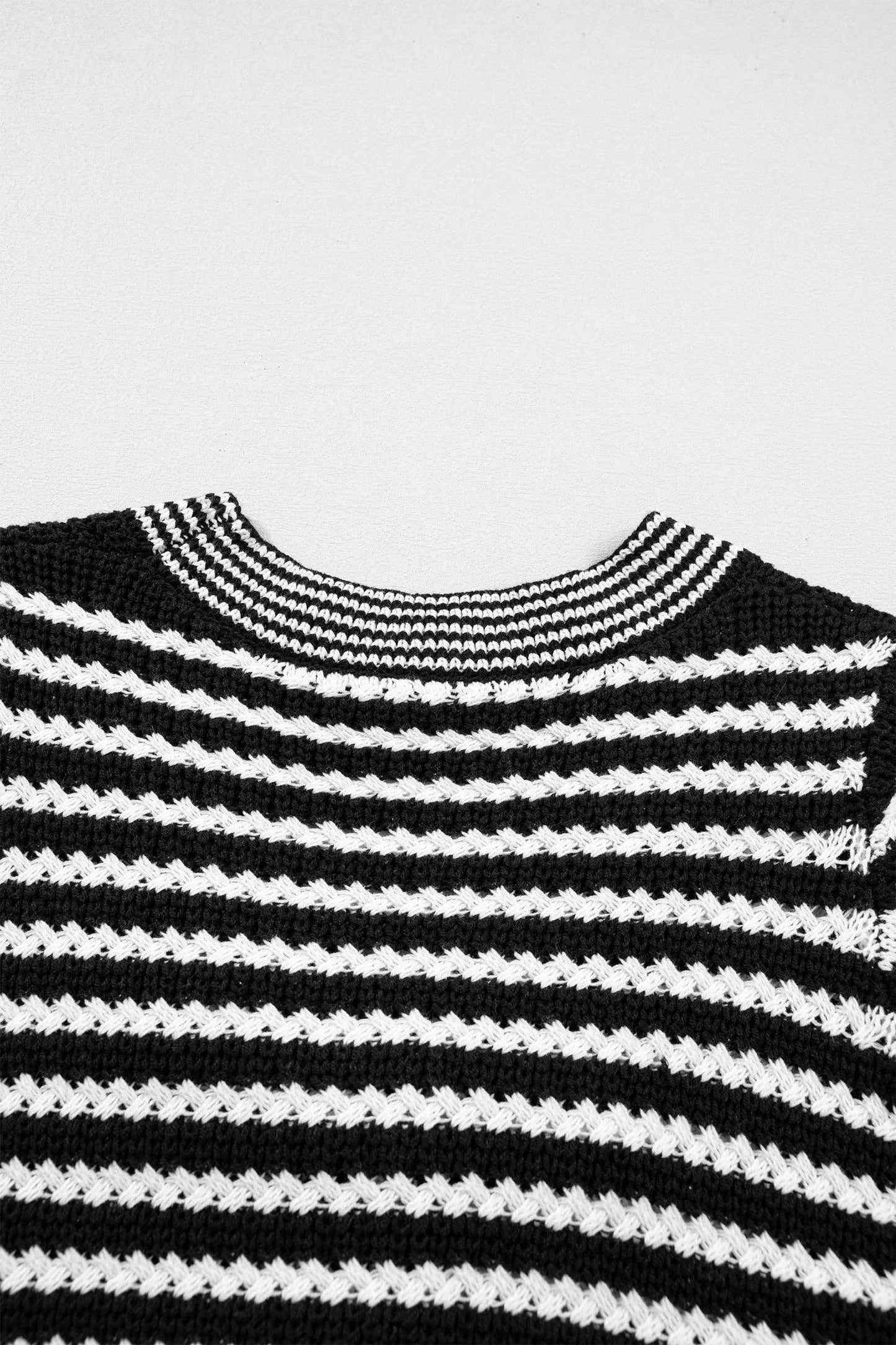 Stripe Short Sleeve Knit V Neck Bow Knot Sweater