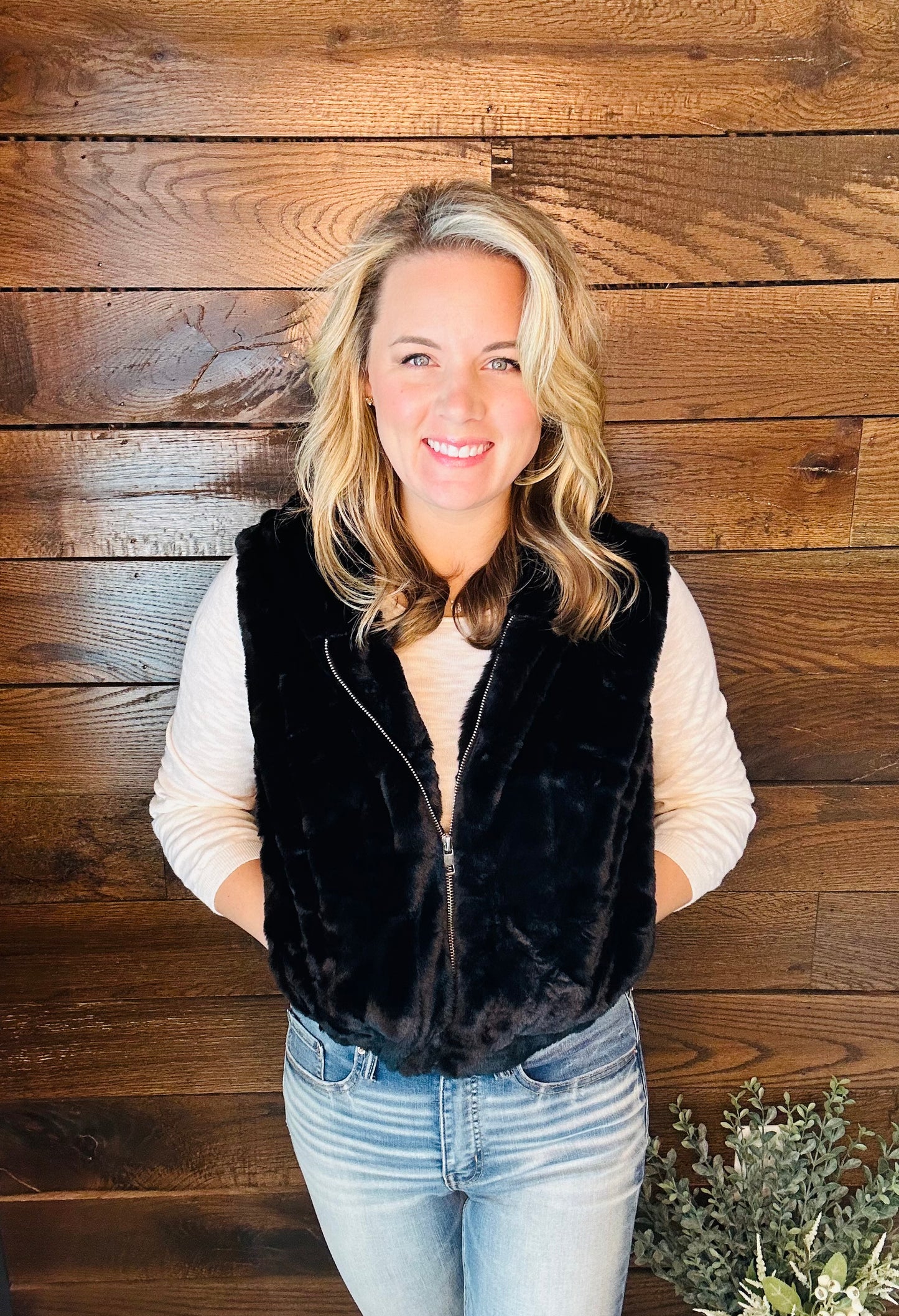 Faux Fur Hooded Vest