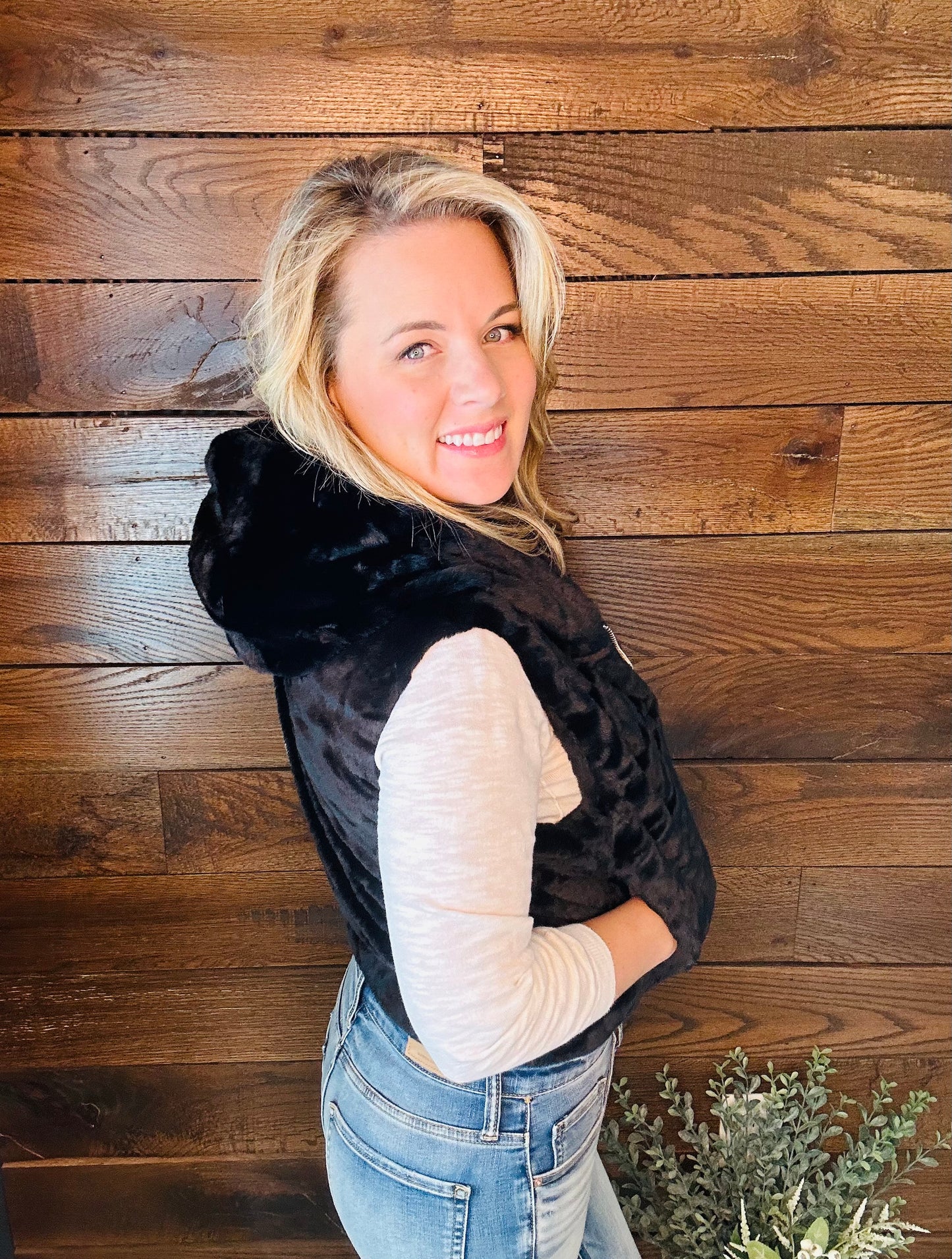Faux Fur Hooded Vest