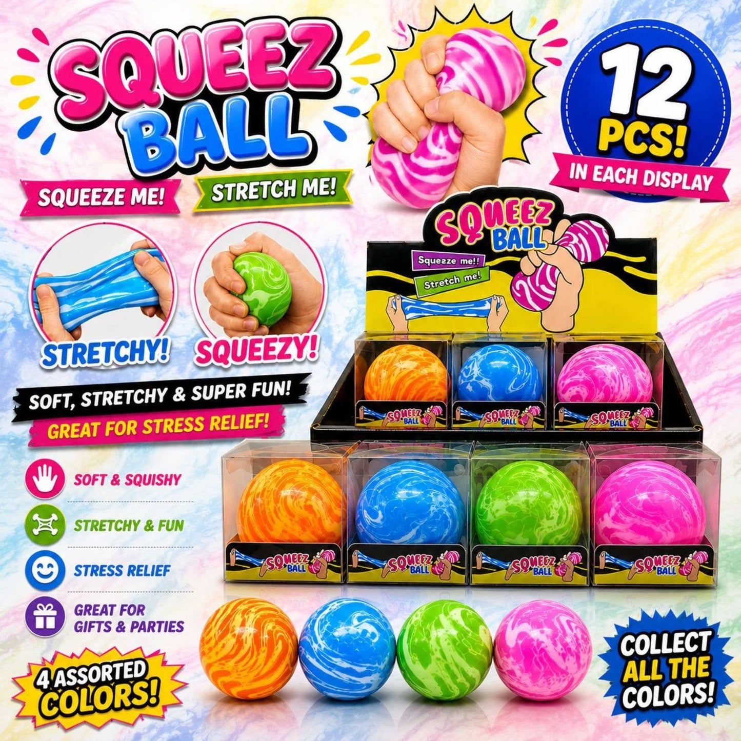 Squeez Marble Ball – Stretchy Stress Ball - Maltose